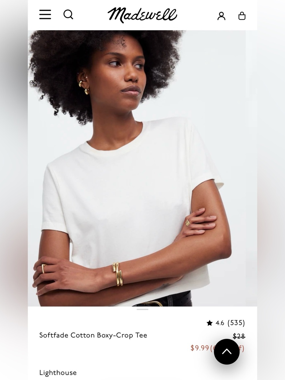Madewell Softfade Cotton Boxy Crop Tee Sz M